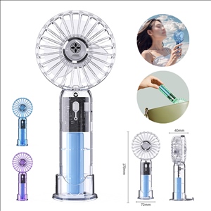 Transparent Handheld Fan with Phone Stand Base
